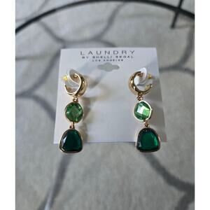 Laundry By Shelli Segal Gold Green Stone Earrings New